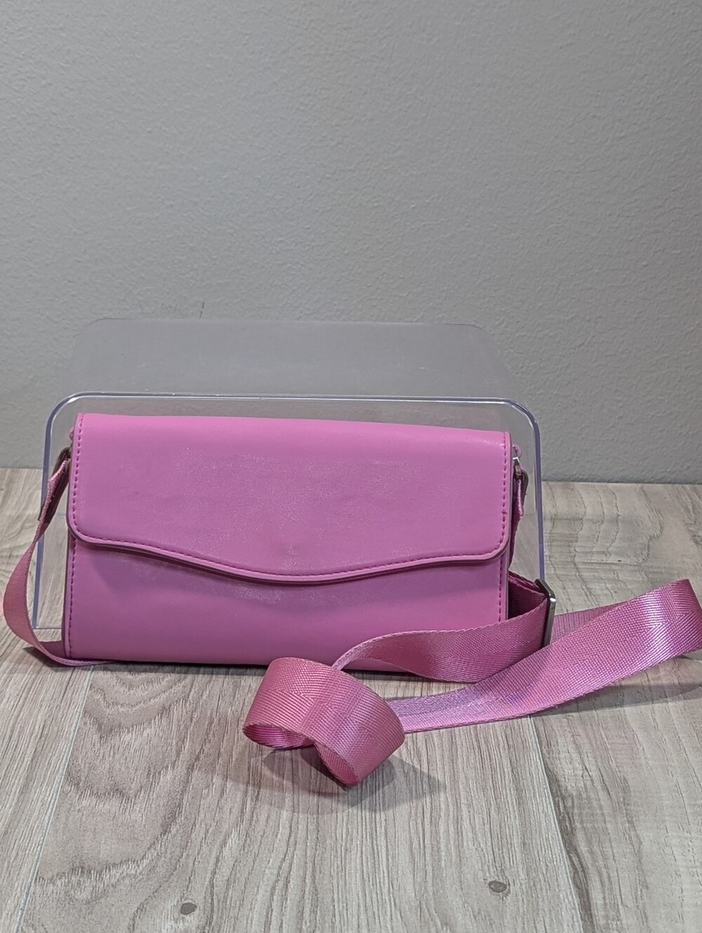 A New Day Women Clutch Purse Wallet Barbie Pink Faux Leather Crossbody Bag